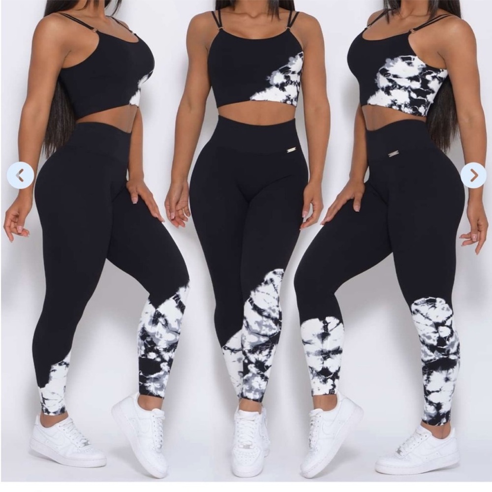 Ribbed Tie Dye - Navy blue & white leggings